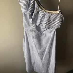 JCrew Seersucker One Shoulder dress